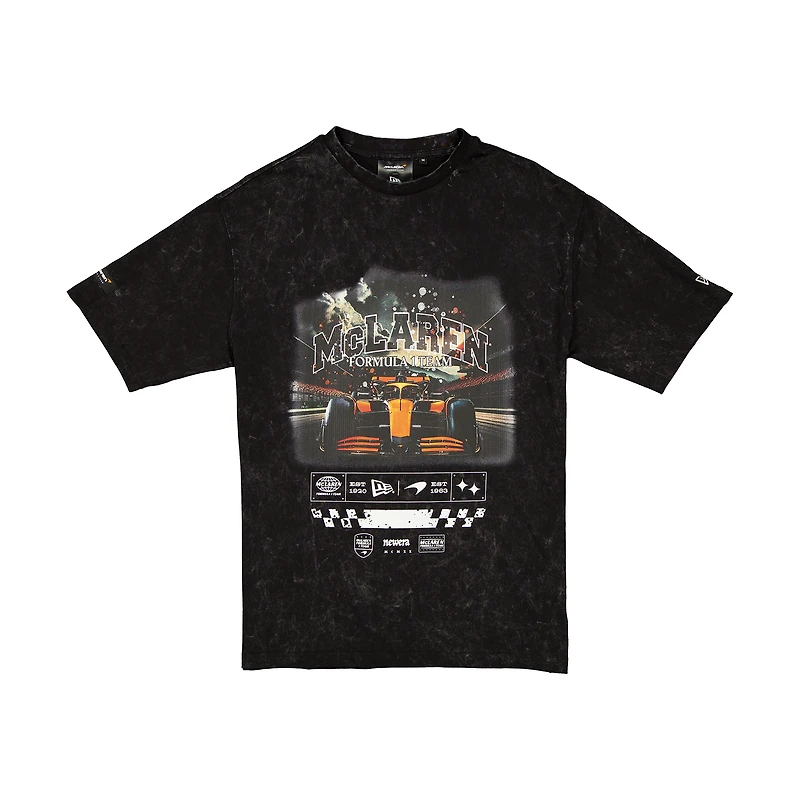 T-shirt oversize noir délavé à l'acide pour homme, motif McLaren F1 Team New Era