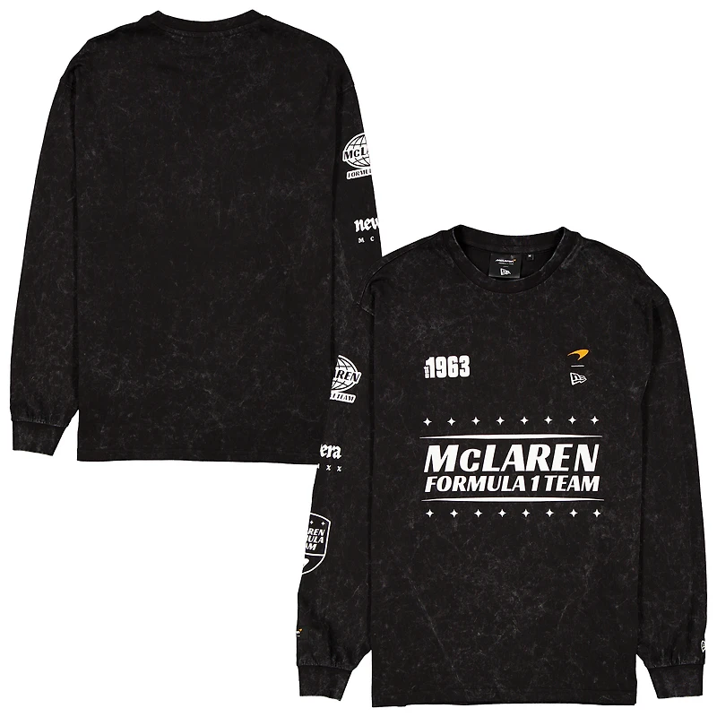 T-shirt oversize à manches longues noir délavé McLaren F1 Team New Era pour homme