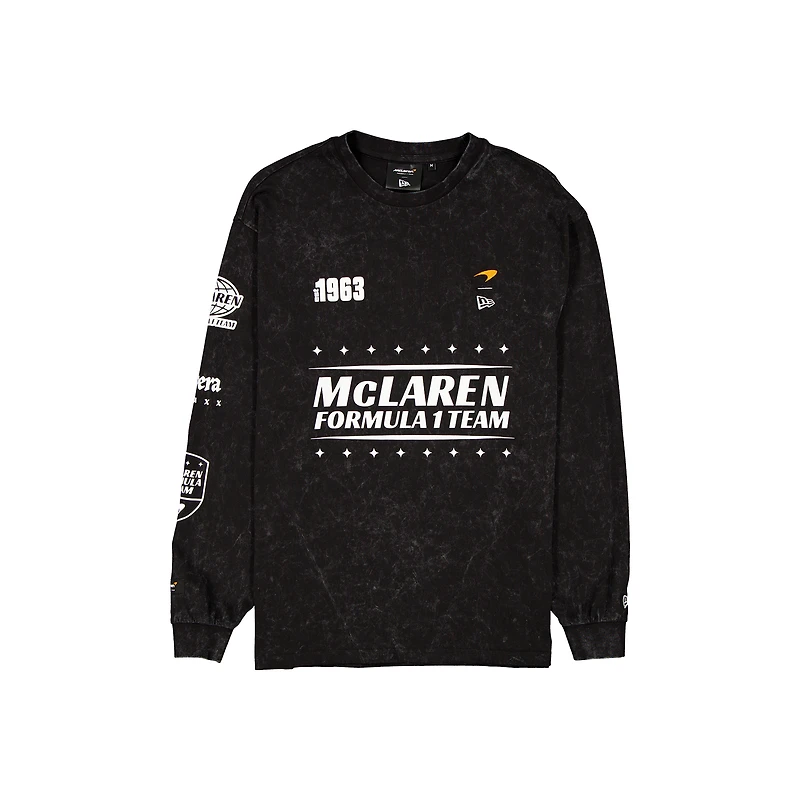 T-shirt oversize à manches longues noir délavé McLaren F1 Team New Era pour homme
