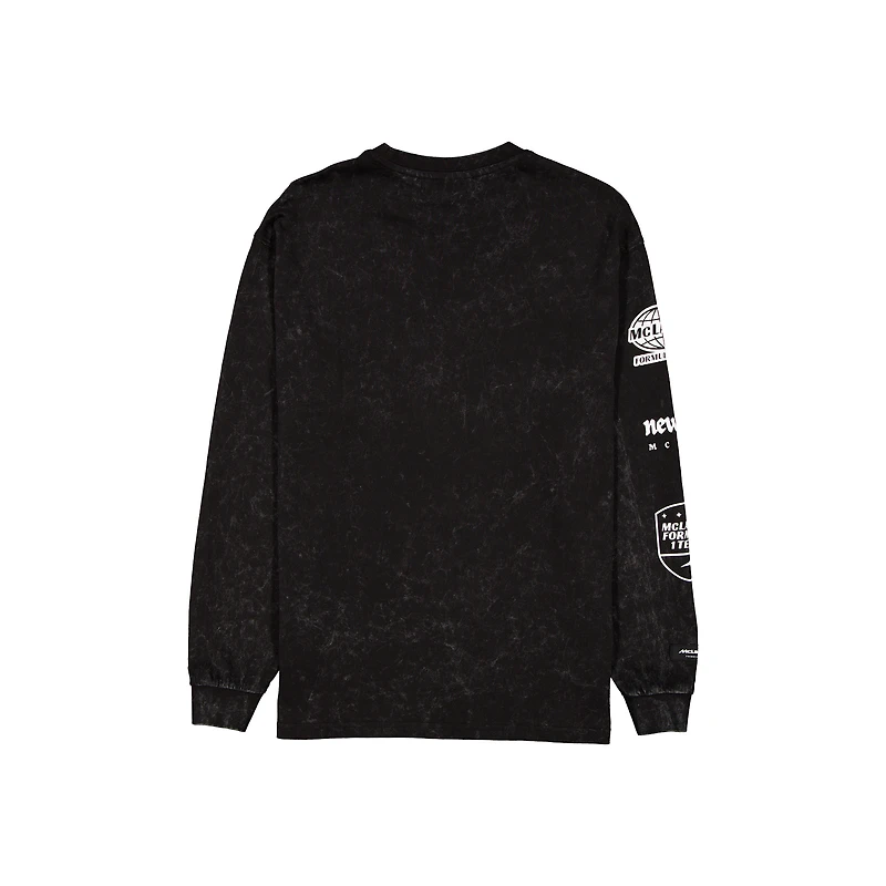 T-shirt oversize à manches longues noir délavé McLaren F1 Team New Era pour homme