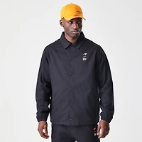 Veste de coach McLaren F1 Team noire New Era pour homme, fermeture à boutons-pression.
