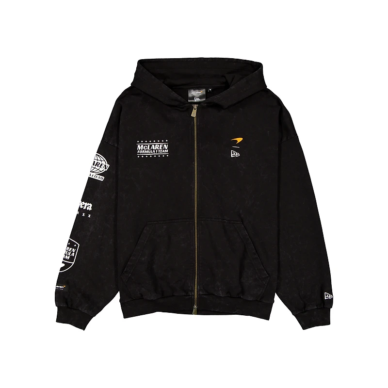 Sweat à capuche court délavé surdimensionné fermeture éclair intégrale MCLAR BLK F1 Lifestyle V107988 SWTMENZIP 60757568