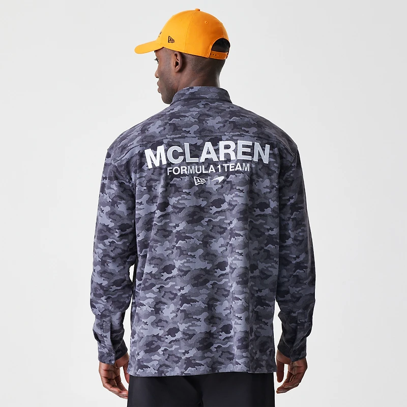 Chemise boutonnée camouflage graphite McLaren F1 Team New Era pour homme