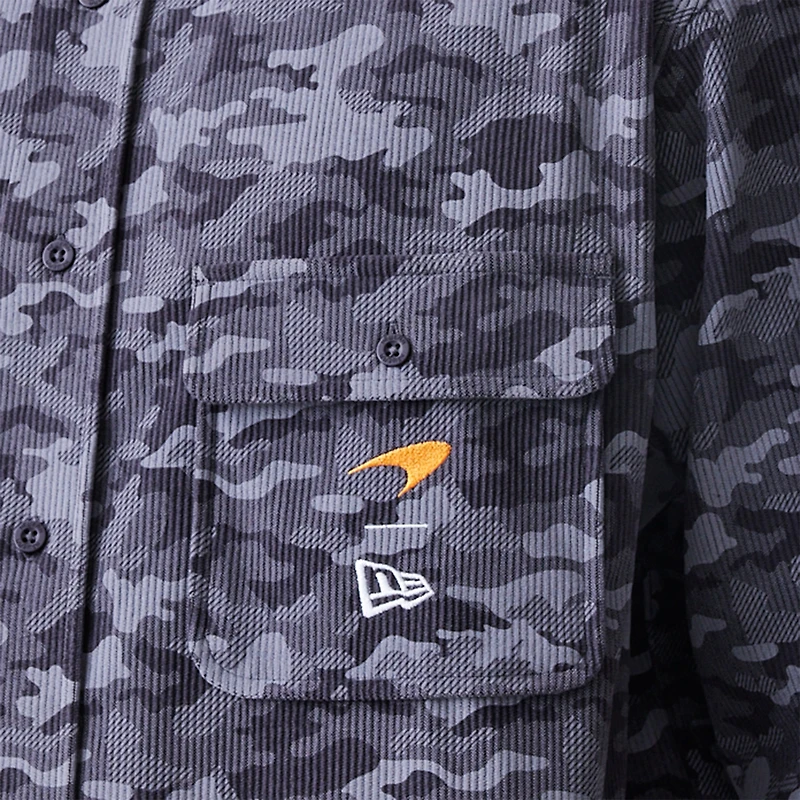 Chemise boutonnée camouflage graphite McLaren F1 Team New Era pour homme