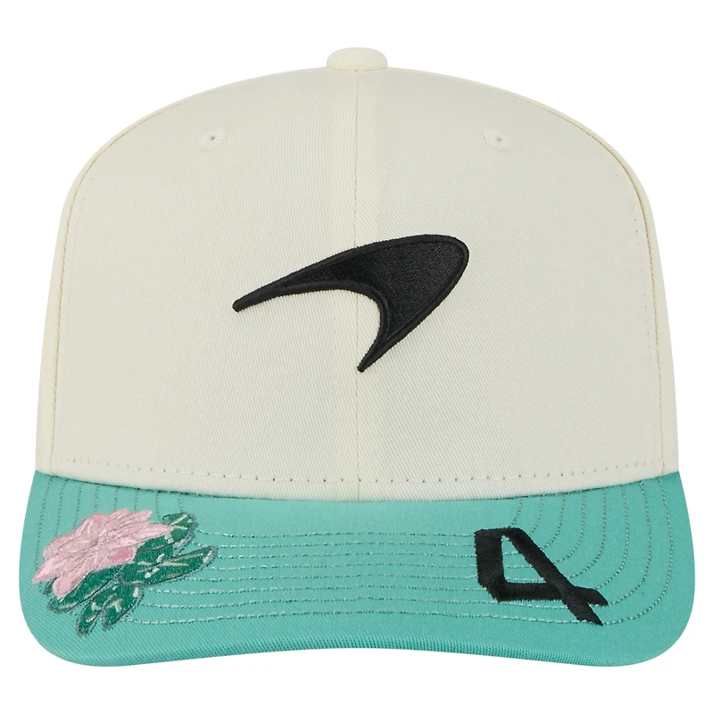 Casquette ajustable 9SEVENTY pour homme New Era Lando Norris Cream McLaren F1 Team 2025 Las Vegas Grand Prix Special