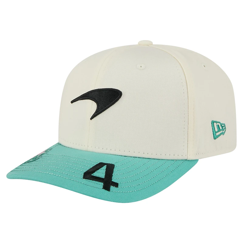 Casquette ajustable 9SEVENTY pour homme New Era Lando Norris Cream McLaren F1 Team 2025 Las Vegas Grand Prix Special