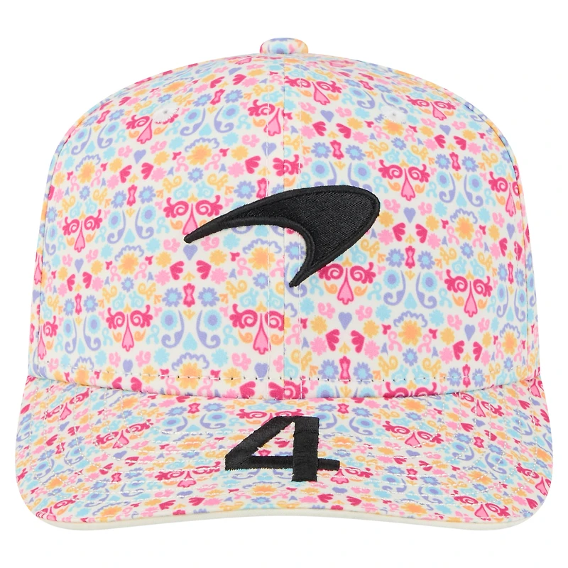 Men's New Era Lando Norris White McLaren F1 Team 2025 Mexico Grand Prix Special 9SEVENTY Adjustable Hat