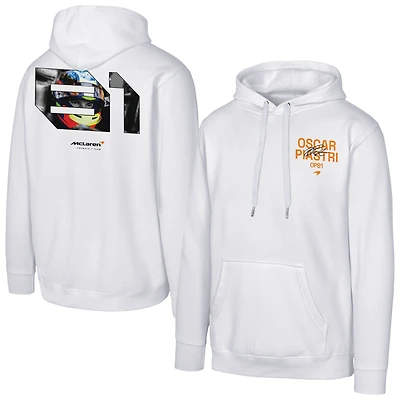 Men's Oscar Piastri #81 White McLaren F1 Team Fleece Pullover Hoodie