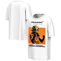Men's Outerstuff Lando Norris White McLaren F1 Team 2025 Drivers' World Champion Callout T-Shirt