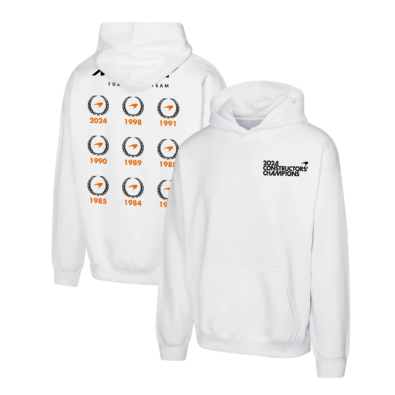 Sweat à capuche blanc pour homme McLaren F1 Team 2024 Constructors' Cup Champion Podium