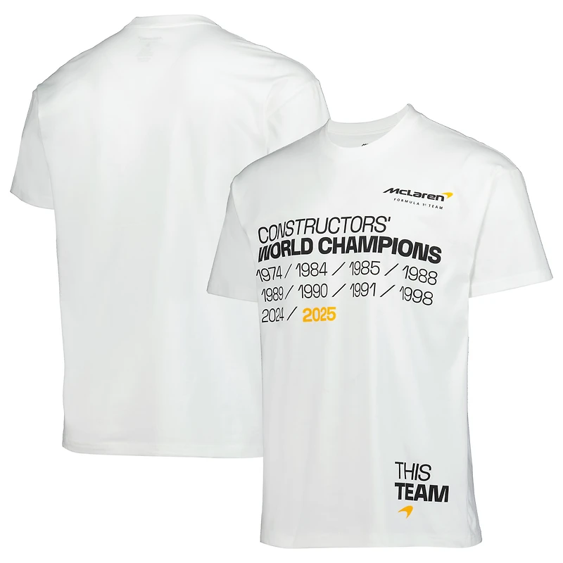 Men's White McLaren F1 Team 2025 Constructors' Championship Legacy Oversized Boxy T-Shirt