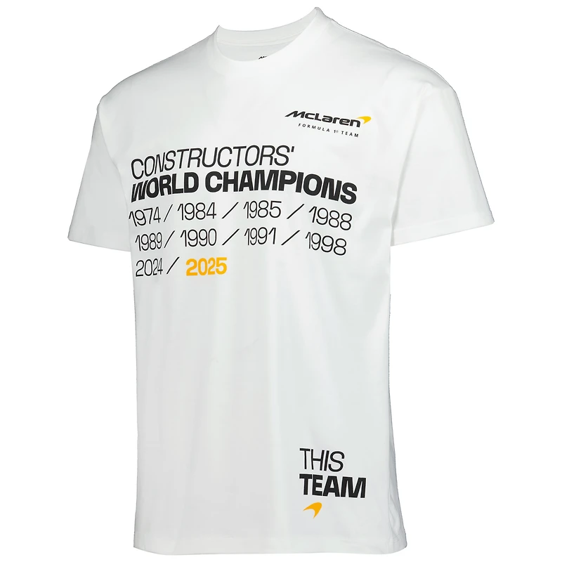 Men's White McLaren F1 Team 2025 Constructors' Championship Legacy Oversized Boxy T-Shirt