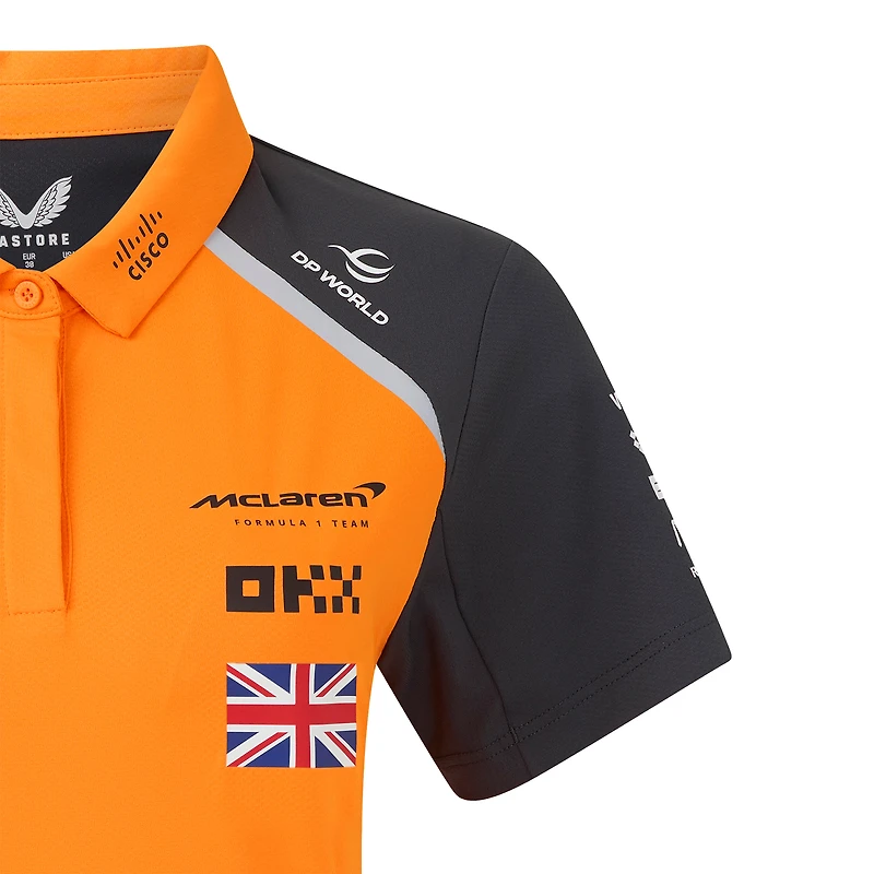 Polo pilote réplique McLaren F1 Team 2025 orange/anthracite pour femme Lando Norris de