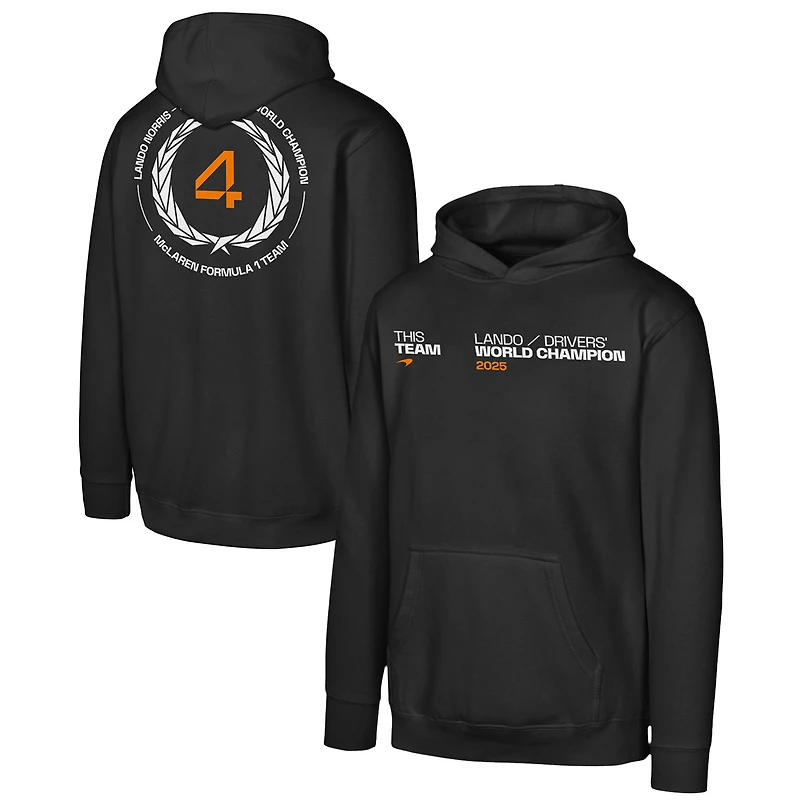 Youth Outerstuff Lando Norris Black McLaren F1 Team 2025 Drivers' World Champion Hoodie