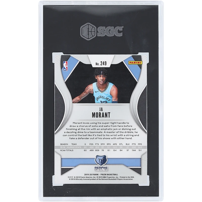 Ja Morant Memphis Grizzlies 2019-20 Panini Prizm #249 SGC Authenticated 9 Rookie Card