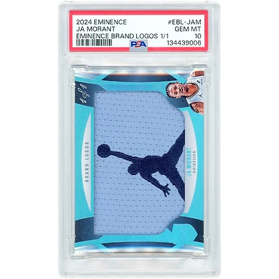 Carte Ja Morant Memphis Grizzlies 2024-25 Panini Eminence Platinum Game-Used Nike Jumpman Dual-Color Relic #EBL-JAM #1/1 authentifiée PSA 10