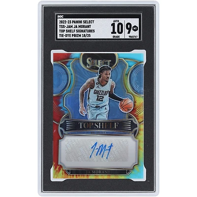 Carte Panini Select Top Shelf Tie-Dye Prizm #TSS-JAM #18/25 SGC authentifiée 9/10 signée Ja Morant Memphis Grizzlies 2022-23