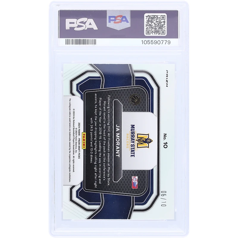 Ja Morant Murray St. Racers 2024 Panini Prizm DP Campus Legend Gold Prizm #10 #6/10 PSA Authenticated 9 Card