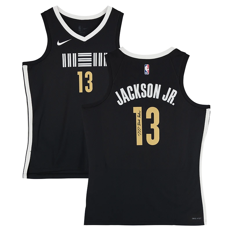 Maillot Nike City Swingman noir autographié par Jaren Jackson Jr. des Memphis Grizzlies avec inscription « The Block Panther »