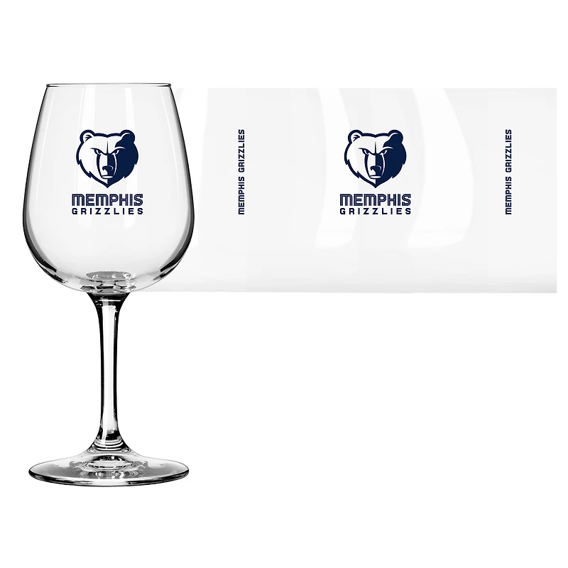 Verre à vin à pied de 12 oz avec logo des Memphis Grizzlies