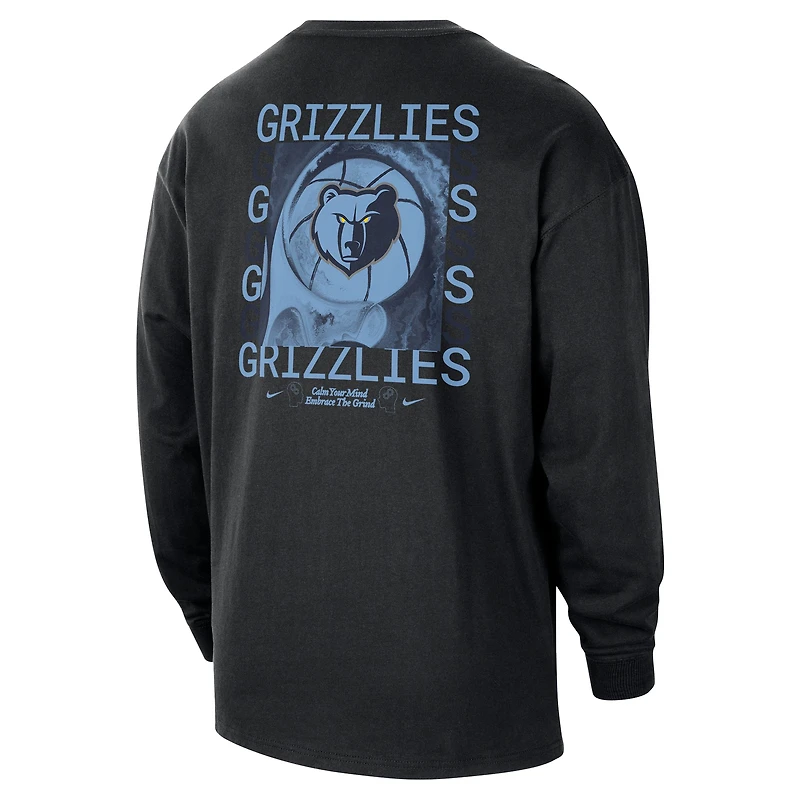 T-shirt à manches longues surdimensionné Nike Courtside Memphis Grizzlies pour homme, noir