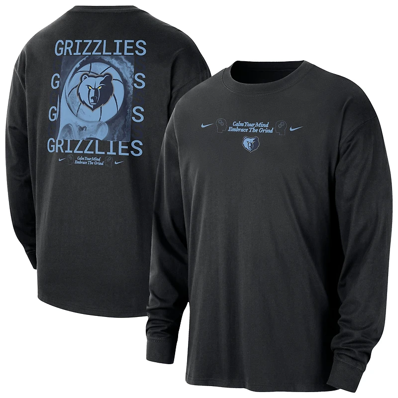 T-shirt à manches longues surdimensionné Nike Courtside Memphis Grizzlies pour homme, noir