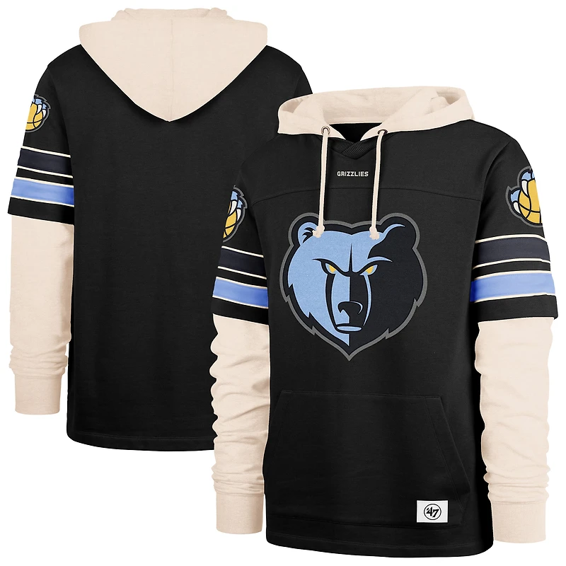 Men's '47 Black Memphis Grizzlies Split Zone Cornerback Duo Hoodie