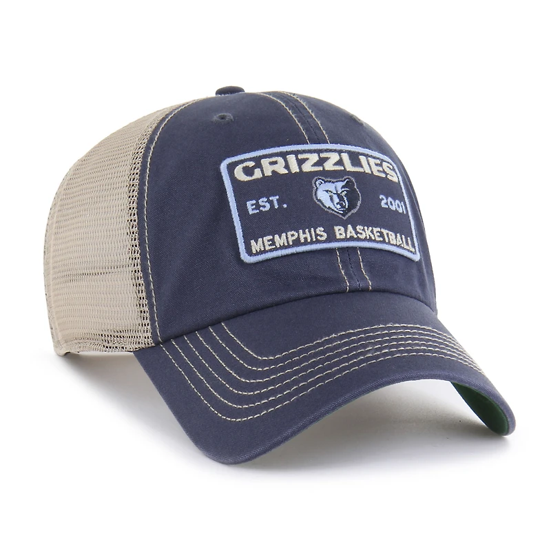 Men's '47 Navy/Tan Memphis Grizzlies Wabash Patch Clean Up Adjustable Hat
