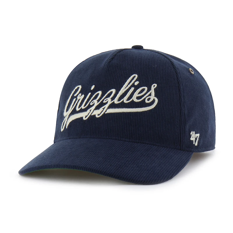 Casquette ajustable en velours côtelé décontracté Golden Age des Memphis Grizzlies pour homme, modèle 47, bleu marine