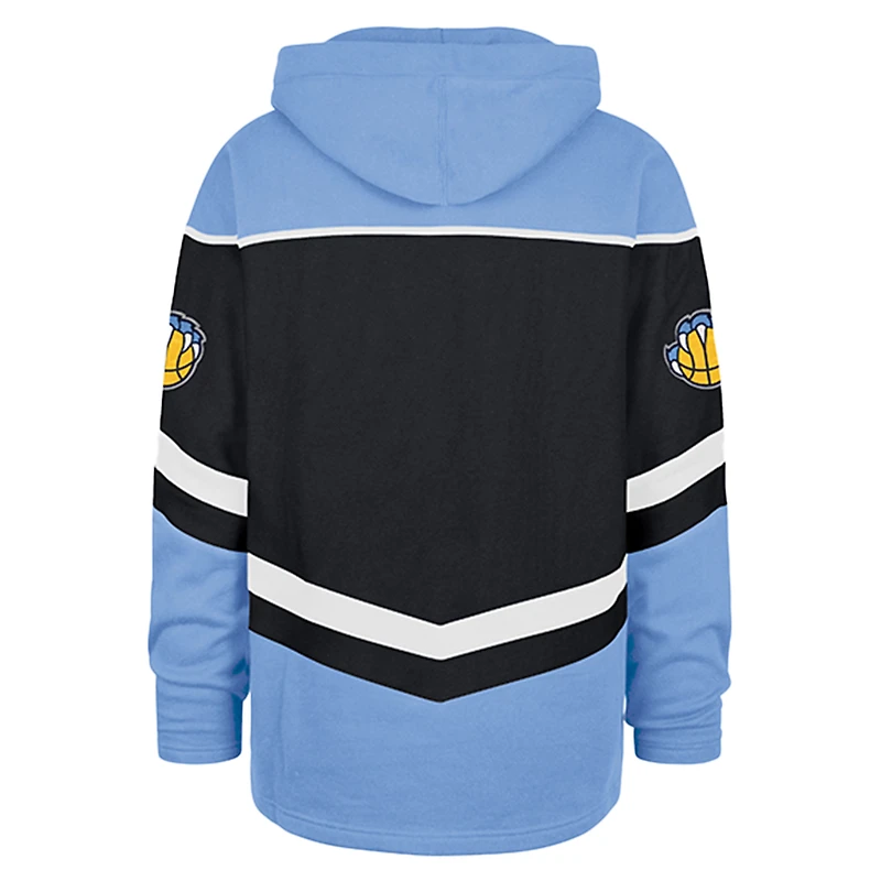 Sweat à capuche surdimensionné lacets en tri-satin pour homme '47 Navy Memphis Grizzlies