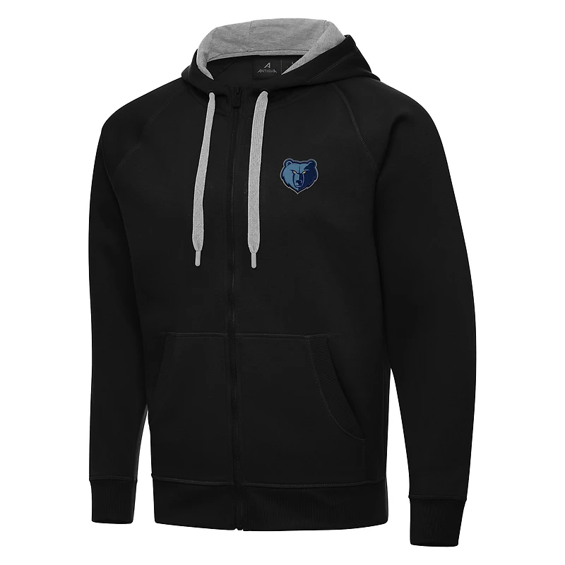 Men's Antigua Black Memphis Grizzlies Big & Tall Victory Full-Zip Hoodie Jacket