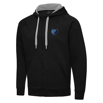 Men's Antigua Black Memphis Grizzlies Big & Tall Victory Full-Zip Hoodie Jacket