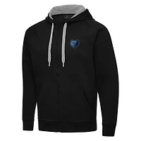 Men's Antigua Black Memphis Grizzlies Big & Tall Victory Full-Zip Hoodie Jacket