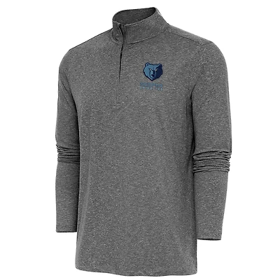 Men's Antigua  Heather Black Memphis Grizzlies Hunk Quarter-Zip Pullover Top