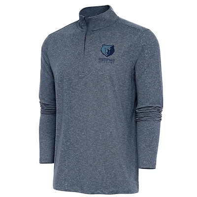 Men's Antigua  Heather Navy Memphis Grizzlies Hunk Quarter-Zip Pullover Top