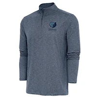 Men's Antigua  Heather Navy Memphis Grizzlies Hunk Quarter-Zip Pullover Top