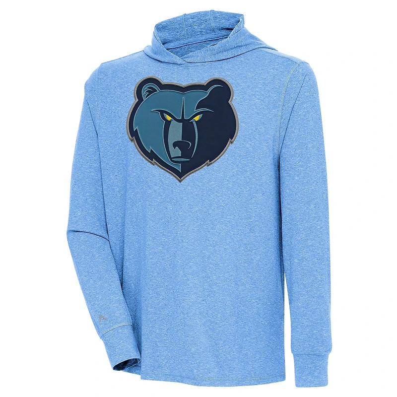 Men's Antigua  Powder Blue Memphis Grizzlies Saga Long Sleeve Hoodie T-Shirt