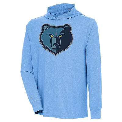 Men's Antigua  Powder Blue Memphis Grizzlies Saga Long Sleeve Hoodie T-Shirt