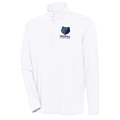 Men's Antigua  White Memphis Grizzlies Hunk Quarter-Zip Pullover Top
