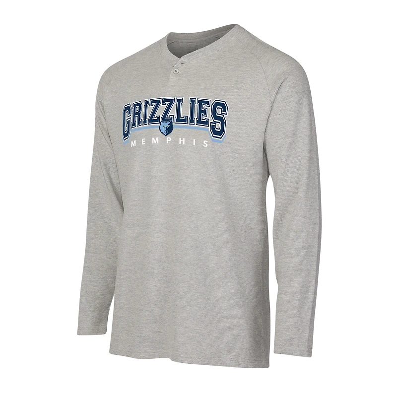 Men's Concepts Sport Gray Memphis Grizzlies Hawthorn Thermal Knit Long Sleeve Henley T-Shirt