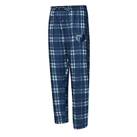 Men's Concepts Sport Navy/Heather Gray Memphis Grizzlies Regulate Long Sleeve T-Shirt & Plaid Pant Set