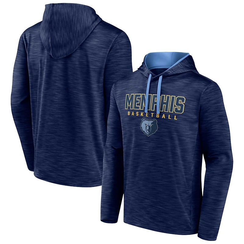 Sweat à capuche Fanatics Heather Navy Memphis Grizzlies Fast Break pour hommes