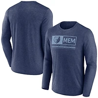 Men's Fanatics Heather Navy Memphis Grizzlies Three-Point Play T-Shirt