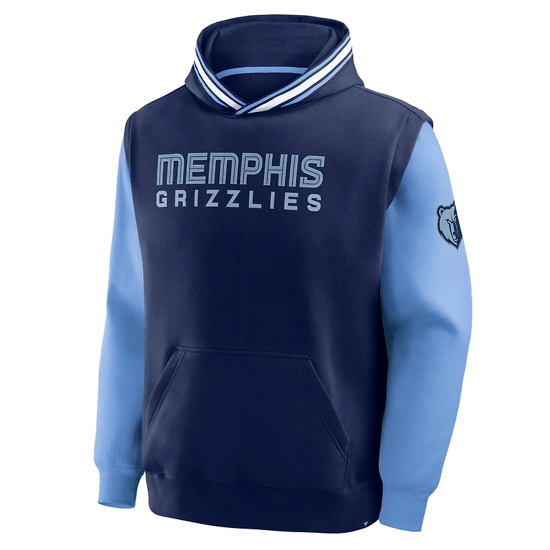 Men's Fanatics Navy/Blue Memphis Grizzlies Half Court Shot Clock Fastbreak Hoodie