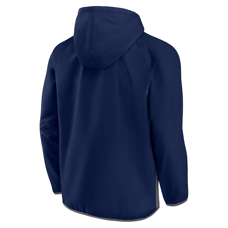 Men's Fanatics  Navy/Gray Memphis Grizzlies Anorak Flagrant Foul Color-Block Raglan Hoodie Half-Zip Jacket