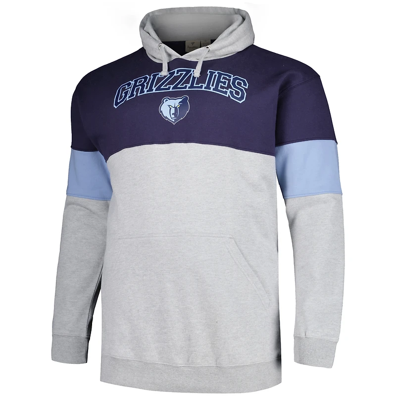 Sweat à capuche Fanatics pour hommes bleu marine/bleu clair Memphis Grizzlies Big & Tall