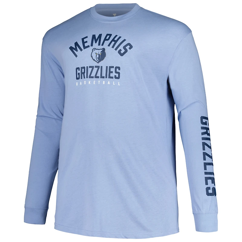 Ensemble t-shirt à manches courtes et longues Fanatics pour hommes bleu marine/bleu clair Memphis Grizzlies Big & Tall