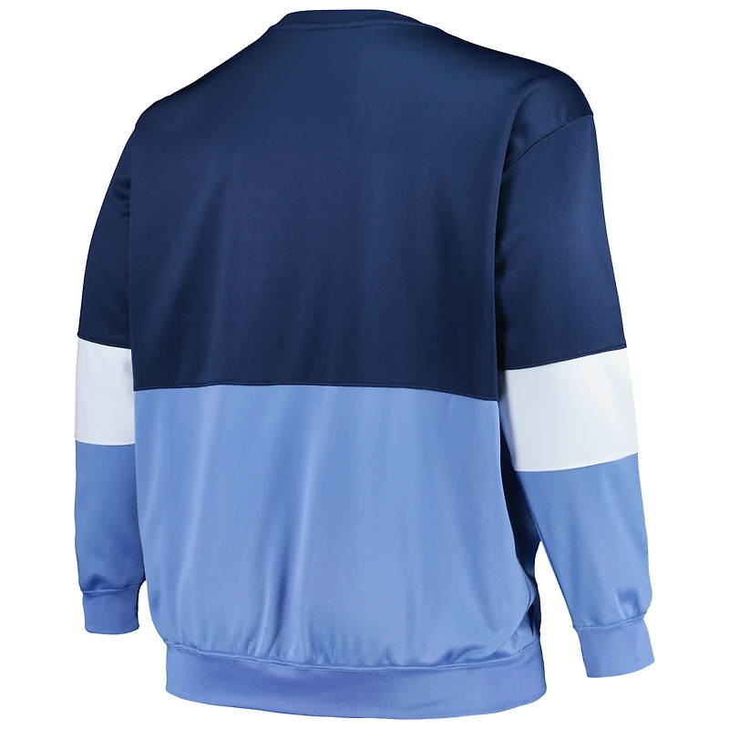 Men's Fanatics Navy/Light Blue Memphis Grizzlies Big & Tall Split Pullover Sweatshirt