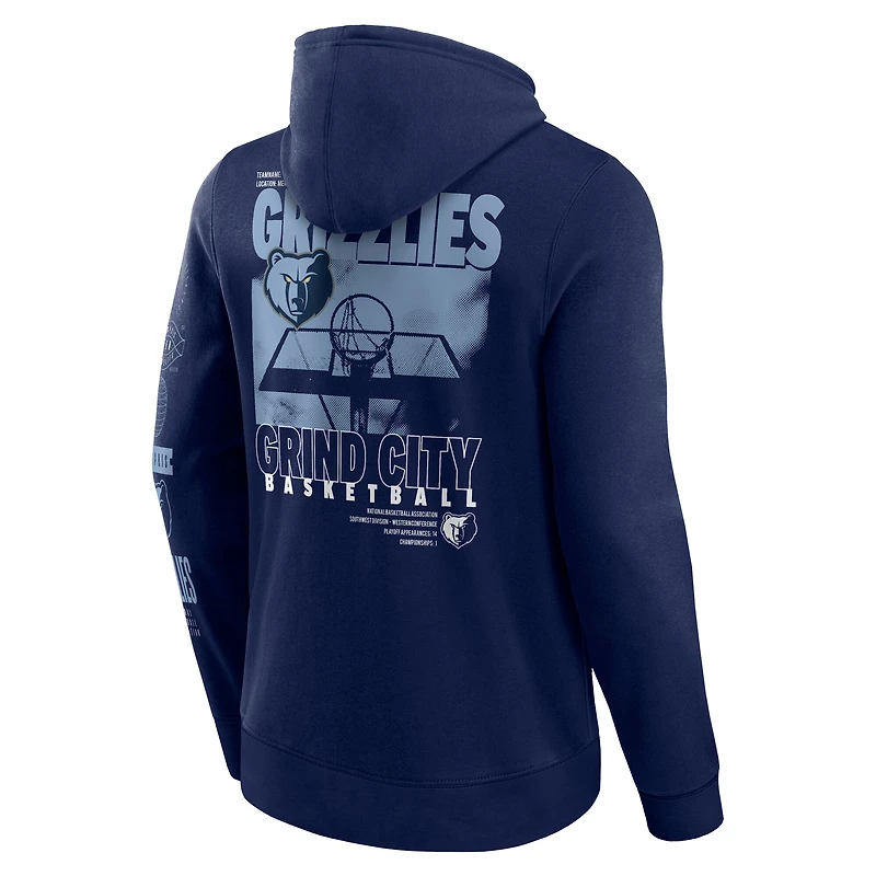 Sweat à capuche croisé Game Time de Memphis Grizzlies pour homme Fanatics Navy
