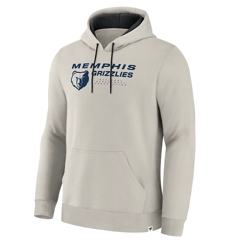 Men's Fanatics Off White Memphis Grizzlies Crossover Collection Blocked Shot Premium Pullover Hoodie